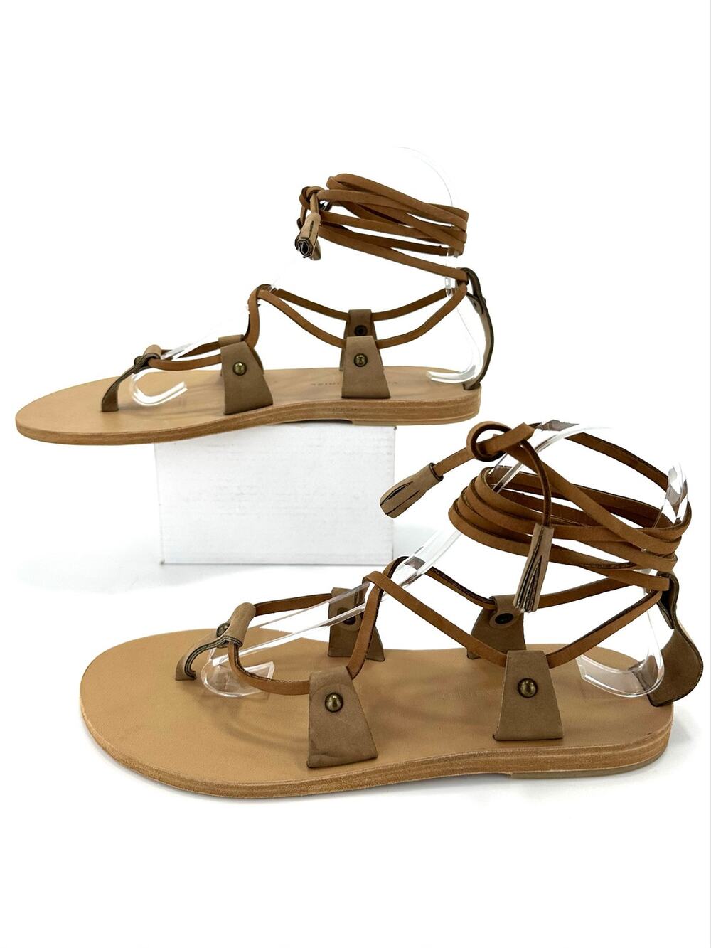 Valia Gabriel Lia Bohemian Gladiator Flat Sandal Size 8/38 Tan/Brown Leather New